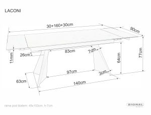 Masa extensibila Laconi alb/negru L160-220xl90 cm - Img 14