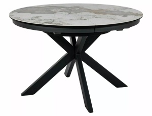 Masa extensibila Porto Ceramic alb lucios/negru mat L120-160xl120 cm - Img 3