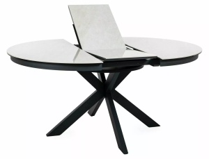 Masa extensibila Porto Ceramic bej lucios/negru mat L120-160xl120 cm