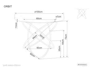 Masa Orbit transparent/negru ø100 cm - Img 3