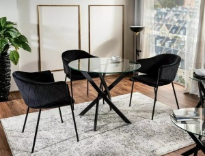 Masa rotunda Agis transparent/negru mat ø90/h72 cm - Img 3