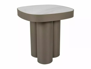 Măsuță de cafea Stella C alb lucios / cupru L48 x l48 cm