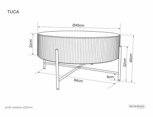 Măsuță de cafea Tuca stejar / negru mat ø80/h40 cm - Img 4