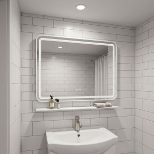 Oglindă de perete LED cu raft 80x60 cm L-8060 - Img 6