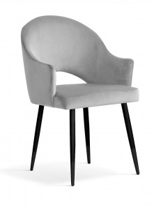 Scaun tapitat cu catifea-picioare metalice Goda Silver BL03/Black-l54xA58xH87cm