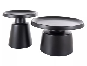 Set 2 masute de cafea Rodos negru mat ø50/ø70 - Img 1