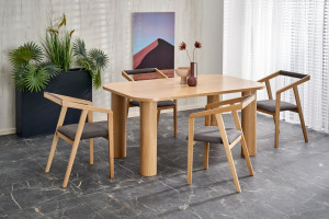 Set masa extensibila Elefante L160-240 cm + 6 scaune Azul 2 stejar natural/gri catifea