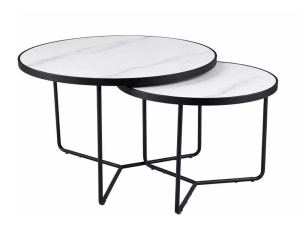 Set măsuțe de cafea Italia alb mat / negru mat ø80/h50 cm