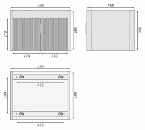 Set mobilier de baie cu lavoar Astor 60cm Grey - Img 6
