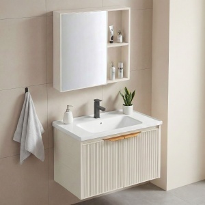 Set mobilier de baie cu lavoar Mario 60cm Beige - Img 3