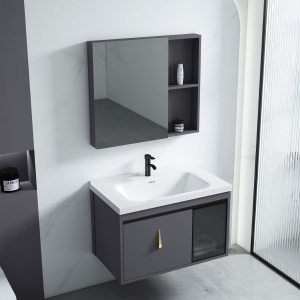 Set mobilier de baie cu lavoar Paris 60cm Grey - Img 2