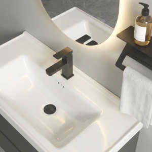 Set mobilier de baie cu lavoar Toledo 80cm Grey - Img 4