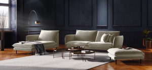 Sezlong tapitat Vienna velvet/picioare negre – L170 x l110 x h95 - Img 3