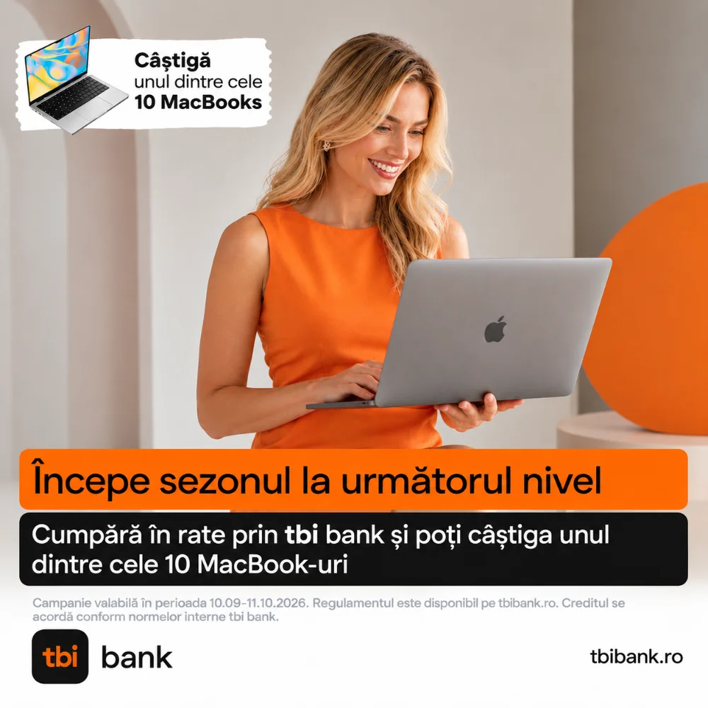 Plata in rate tbi si tragere la sorti pentru 10 MacBook