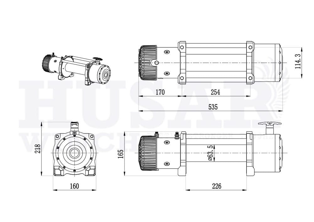 Dimensiuni troliu Husar Winch 12000 lbs
