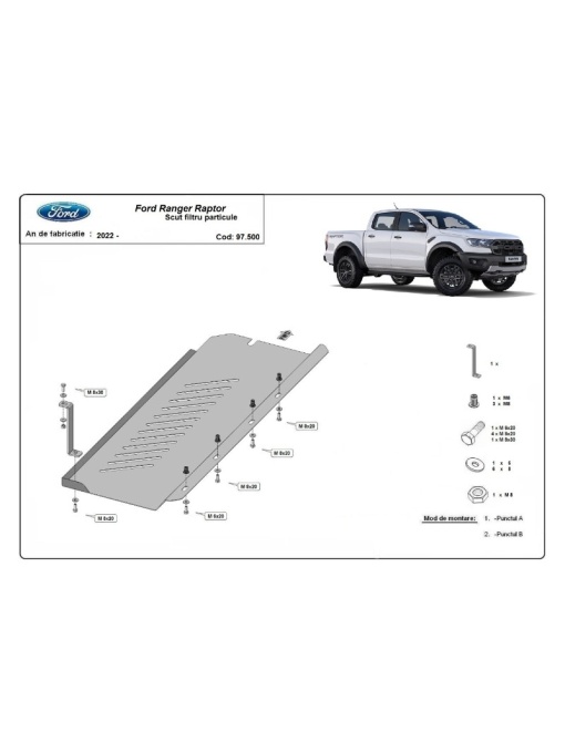 Scut filtru particule Ford Ranger Raptor 2020-2022