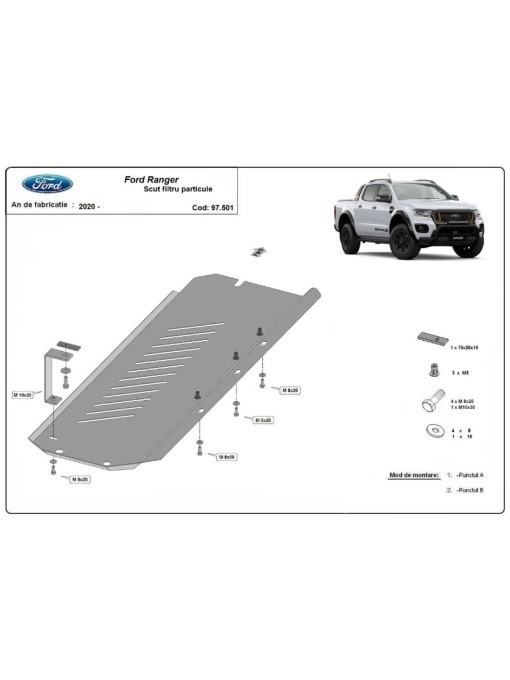 Scut filtru particule Ford Ranger 2020-2023