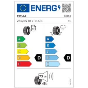 Eticheta energetică a anvelopei, prezentând ratingurile de eficiență.