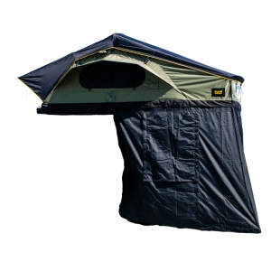 Anexă pentru cort auto, închis complet, cu podea, impermeabil, cu prindere rapidă prin banda scai, 210 x 225 x 190 cm, compatibil cu cortul de acoperiș auto Whisper 140 CampTalk - Img 2