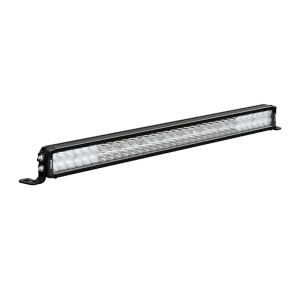 Vedere laterală a barei LED, evidențiind designul robust și sistemul de prindere.