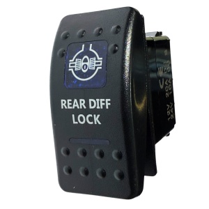Buton tip Carling pornit/oprit pentru blocare diferențial spate, universal 12V/24V, iluminare LED albastră, ORE4x4