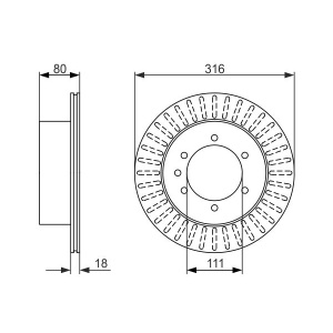 Disc frână spate Nissan Patrol 160, Y60, Y61 (1980-2010) Ø316 mm Bosch - Img 5