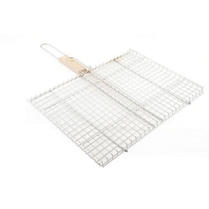 Grill pentru grătar 32 x 23 cm, mâner din lemn, Perfect Home