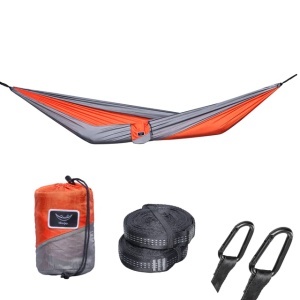 Hamac portabil din nylon tip parașută 210T hikerjoy portocaliu, capacitate 225 kg, hikerjoy