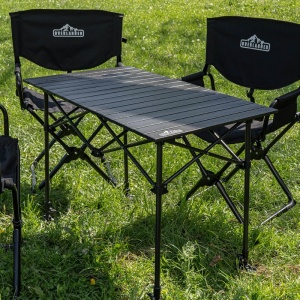 Masa camping ajustabila cu husă, negru, Overlander