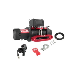 Pachet troliu electric Grizzly Winch 13000lbs (5897kg) + suport troliu universal, 12V, cablu sintetic 25m, raport 150:1
