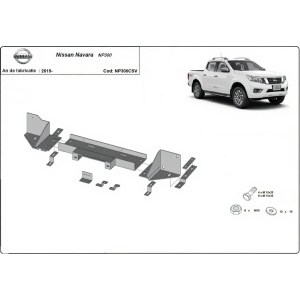 Desen tehnic al suportului de troliu dedicat Nissan Navara NP300 (2015-2025).