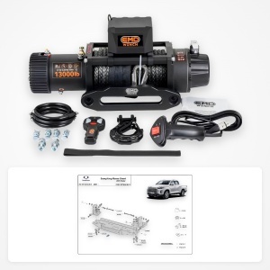 Pachet troliu SsangYong Musso Grand cu radar (2022-2026): troliu electric EMD Winch 13000 lbs cablu sintetic și suport troliu dedicat