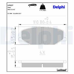 Set plăcuțe frână față Suzuki Jimny (1998-2018), Samurai (1981-2004), Grand Vitara 2.0 (1998-2003) Delphi - Img 4