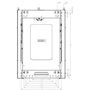 Schemă tehnică cu dimensiunile suportului culisant pentru frigider auto.