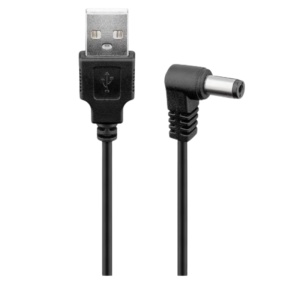 USB to DC power cable 5.5x2.1mm angle 90° 1.5m black