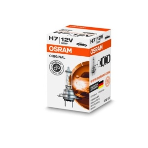 Ambalajul original Osram al becului halogen H7.