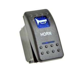 Buton tip Carling pornit/oprit universal 12V/24V pentru claxon, 5 pini, iluminare LED albastră, ORE4x4 - Img 3