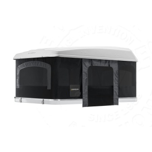 Cort de acoperis auto Maggiolina Grand Tour 360 Alb, textil gri închis, 2 persoane, 60 kg, 130 x 210 x 36/115 cm Autohome