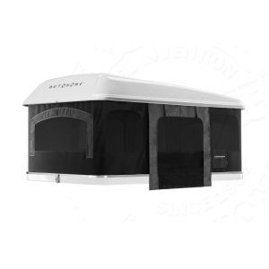 Cort de acoperis auto Maggiolina Grand Tour 360 Alb X-Long, textil gri închis, 2-4 persoane, 84 kg, 165 x 230 x 36/115 cm Autohome - Img 2