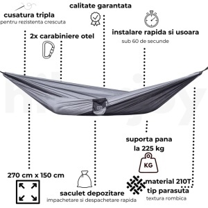 Hamac hikerjoy black&grey din