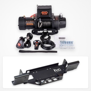 Pachet troliu Jeep Wrangler JL (2018+) cu suport ascuns, bară EU: troliu electric EMD Winch 8500 lbs cablu sintetic și suport troliu dedicat