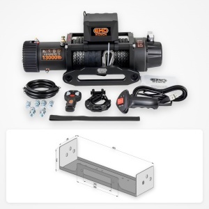 Pachet troliu Nissan Patrol Y60: troliu electric EMD Winch 13000 lbs cablu sintetic și suport troliu dedicat