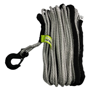 Plasmă (cablu) sintetică pentru troliu 10 mm x 28 m, sarcină rupere 9500 kg, cu cârlig, EMD4x4