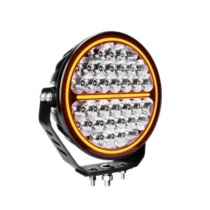 Proiector LED Siberia Night Ranger 9″ 170W, 6000K, 13377 lm, rază 465 m, flood, lumină de poziție albă și chihlimbariu, carcasă aluminiu negru, rezistent la apă și praf (IP67/IP69K), Strands