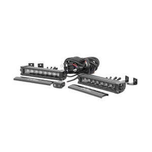 Set 2 bare LED 8" single row cu DRL alb și fază spot Rough Country Black Series, Universal, Rough Country