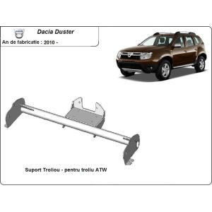 Schemă tehnică a suportului de troliu, cu compatibilitate Dacia Duster.