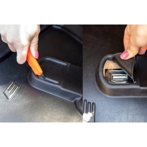 Opțiuni de decupare pentru punctele de ancorare ale tăviței ProLine 3D BMW X3.