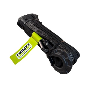 6 mm × 15 m synthetic winch rope, 3600 kg breaking strength, with hook, black, EMD4x4