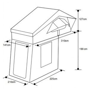 Anexă pentru cort auto, închis complet, cu podea, impermeabil, cu prindere rapidă prin banda scai, 210 x 225 x 190 cm, compatibil cu cortul de acoperiș auto Whisper 140 CampTalk