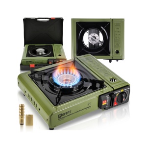 Aragaz camping pe gaz SPARK100 Green, 2500W, aprindere piezo, alimentare duală, Epifit